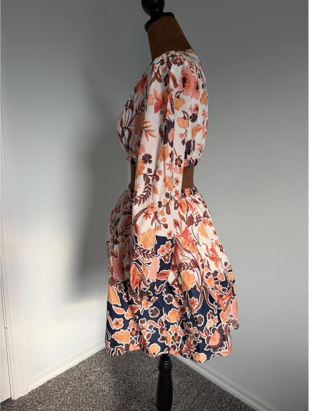Chelsea & Violet Size 0 Two Piece Set Floral 100% Cotton Crop Blouse and Skirt - Picture 2 of 13